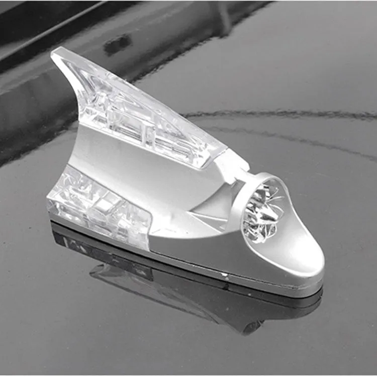 Wind-powered LED car warning light plastic body stick-on install no wiring 140x65x65mm black white red blue silver