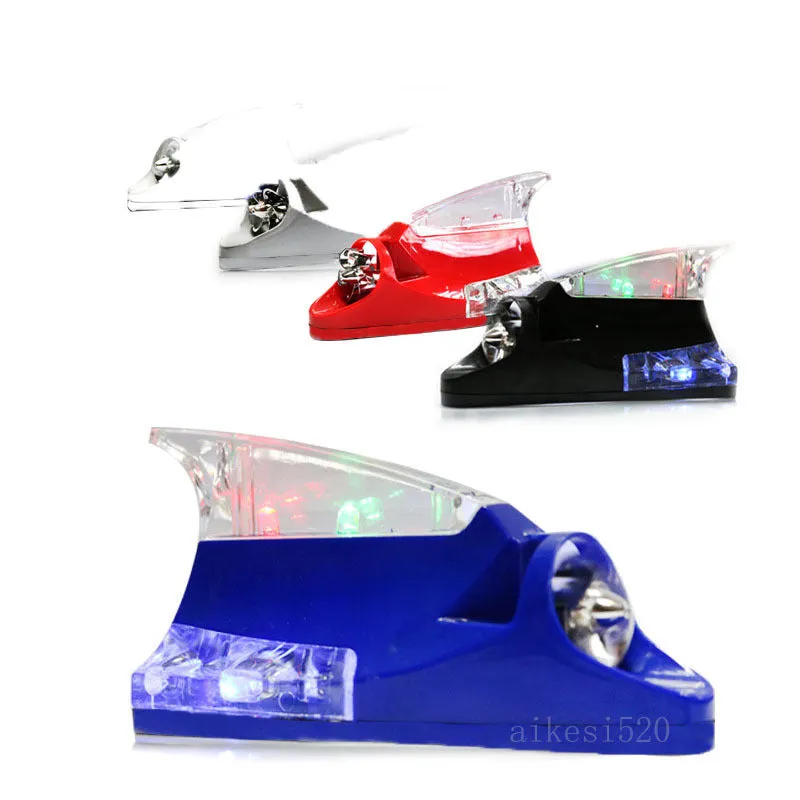 Wind-powered LED car warning light plastic body stick-on install no wiring 140x65x65mm black white red blue silver