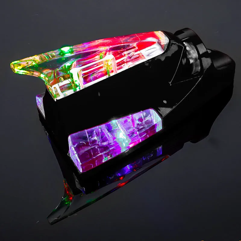 Wind-powered LED car warning light plastic body stick-on install no wiring 140x65x65mm black white red blue silver