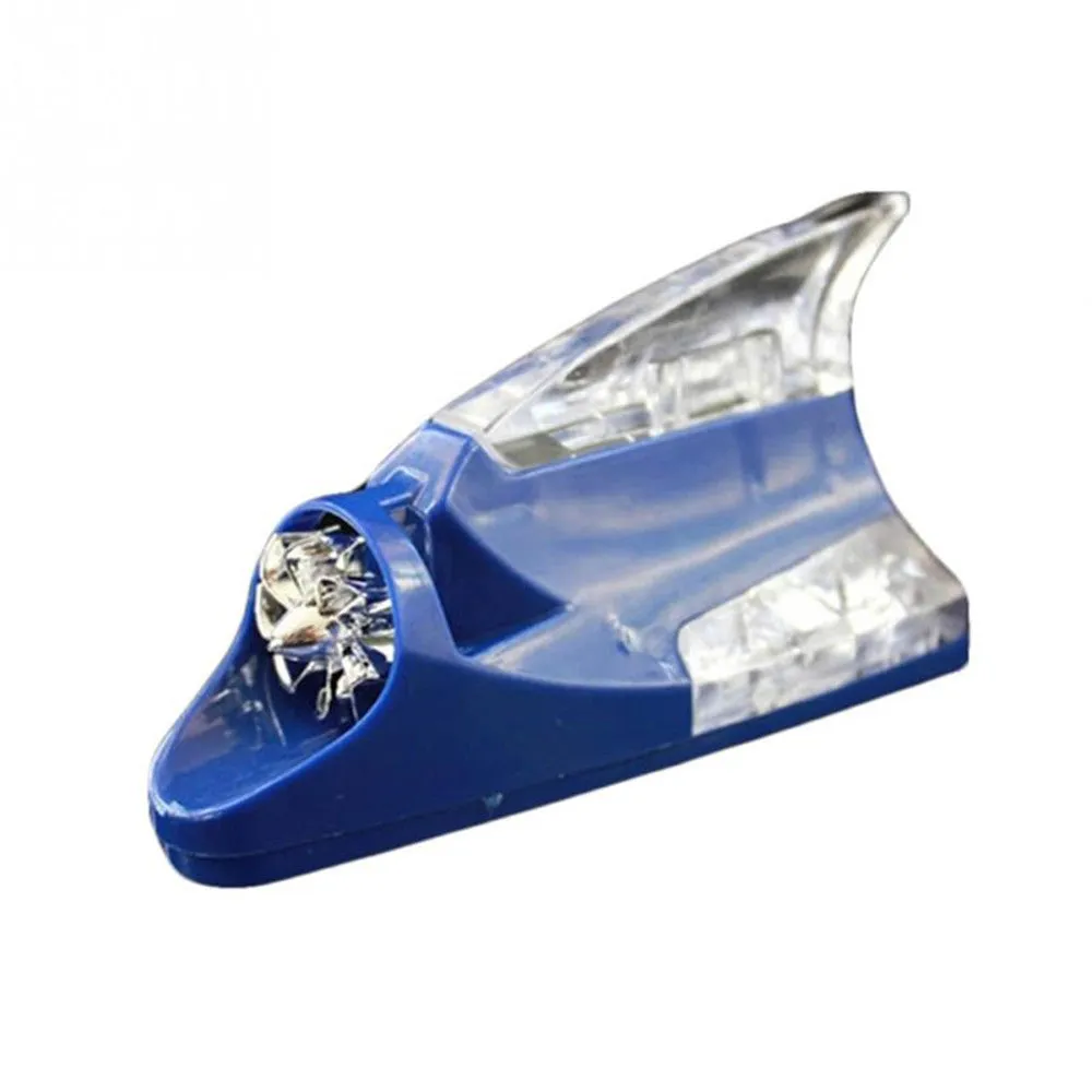 Wind-powered LED car warning light plastic body stick-on install no wiring 140x65x65mm black white red blue silver