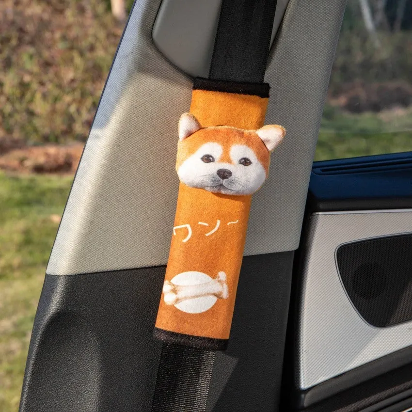 Cartoon car seat belt cushion in Corgi style measuring 17x23cm
