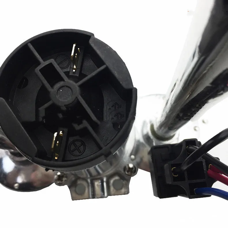 Silver double pipe conjoined electric horn with air pump for car and motorcycle modified 12V/24V