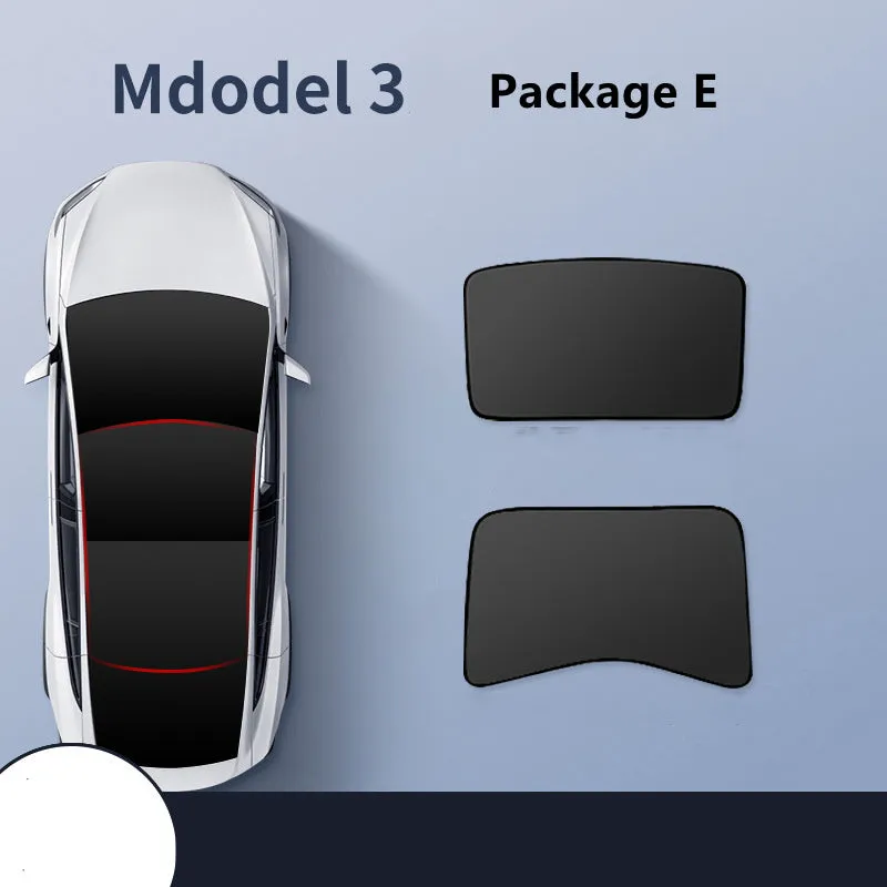 Aluminium foil sunroof sunshade for Tesla Model Y and Model 3 with black shade cloth heat insulation