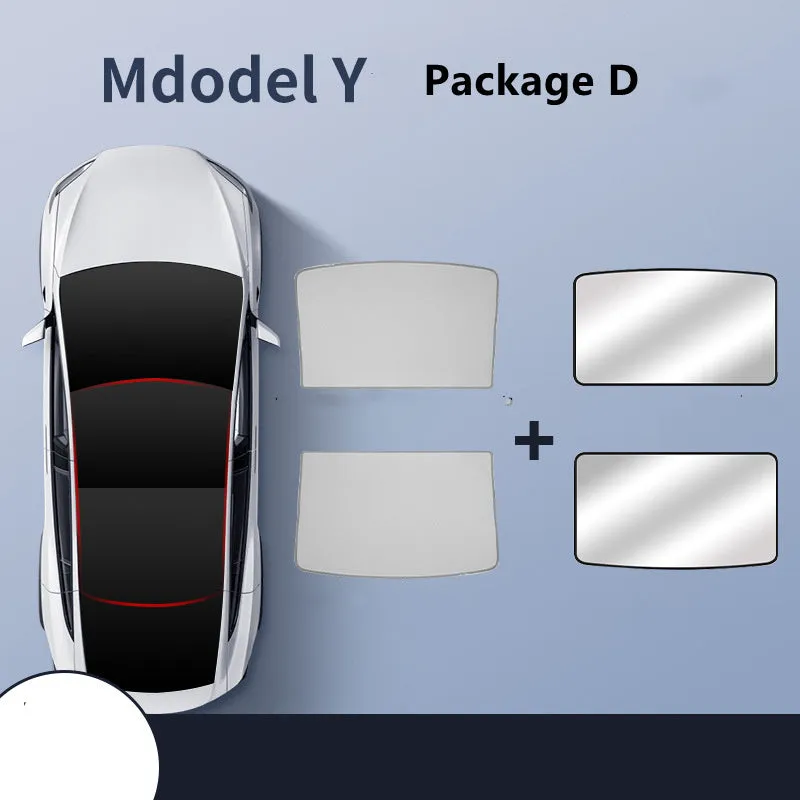 Aluminium foil sunroof sunshade for Tesla Model Y and Model 3 with black shade cloth heat insulation