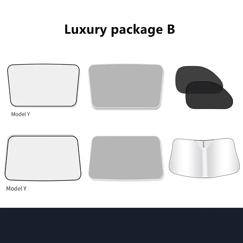 Aluminium foil sunroof sunshade for Tesla Model Y and Model 3 with black shade cloth heat insulation