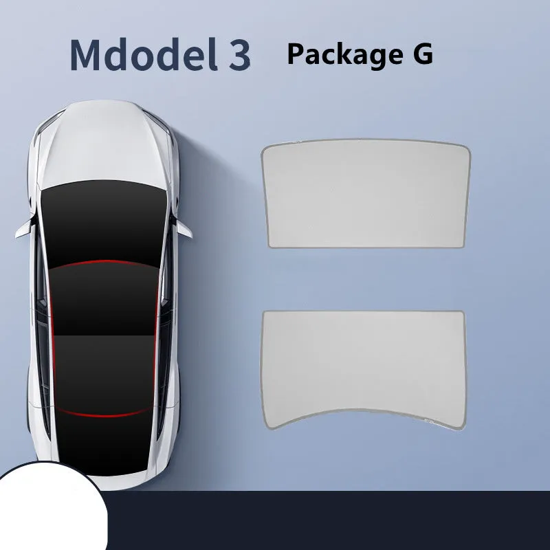 Aluminium foil sunroof sunshade for Tesla Model Y and Model 3 with black shade cloth heat insulation