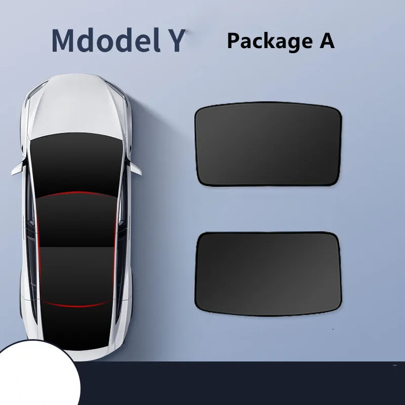 Aluminium foil sunroof sunshade for Tesla Model Y and Model 3 with black shade cloth heat insulation
