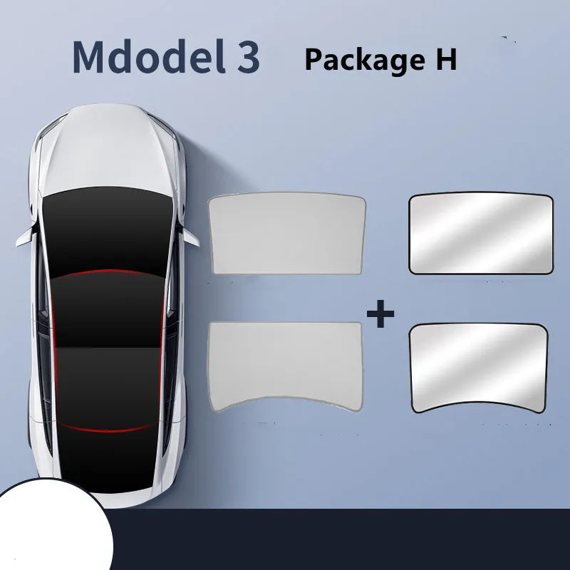 Aluminium foil sunroof sunshade for Tesla Model Y and Model 3 with black shade cloth heat insulation