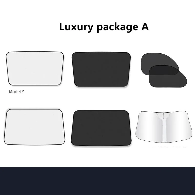 Aluminium foil sunroof sunshade for Tesla Model Y and Model 3 with black shade cloth heat insulation