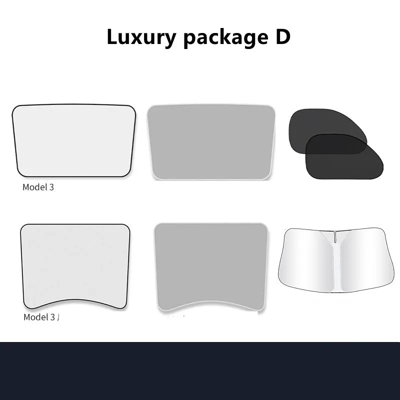 Aluminium foil sunroof sunshade for Tesla Model Y and Model 3 with black shade cloth heat insulation