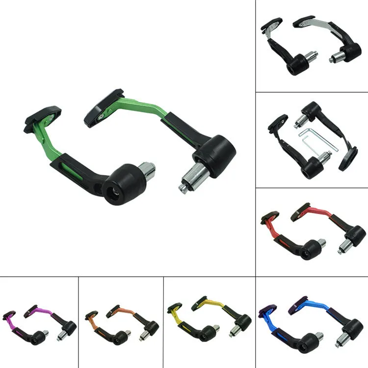 Motorcycle CNC handle guard ball guards in aluminium alloy and plastic, available in black, blue, and red