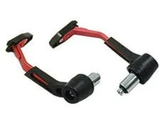 Motorcycle CNC handle guard ball guards in aluminium alloy and plastic, available in black, blue, and red