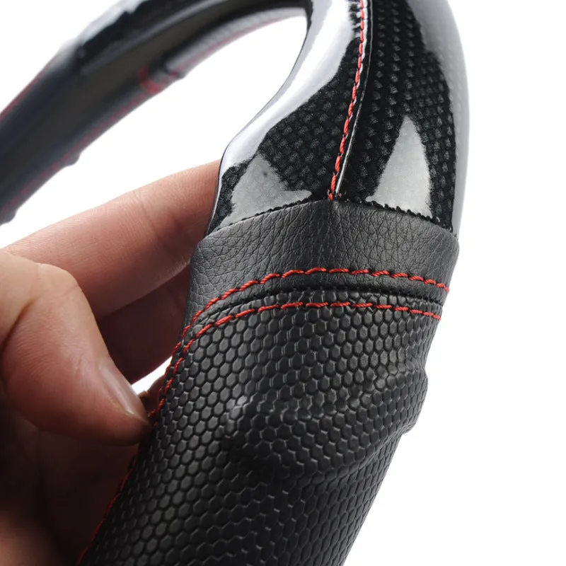 Willow leaf massage non-slip PU leather car steering wheel cover in photo colour, universal M size for 38cm wheels