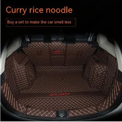 Custom 3D boot liner mat for Mitsubishi Outlander, shown in a black and beige colour combination.