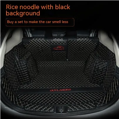Custom 3D boot liner mat for Mitsubishi Outlander, shown in a black and beige colour combination.