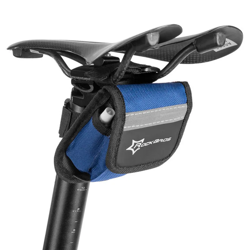 Bicycle tyre repair kit in Portable style placed on upper frame tube of a bicycle