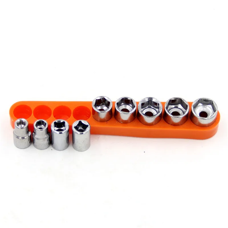 Nine orange socket head wrenches of different hex sizes from 5mm to 13mm