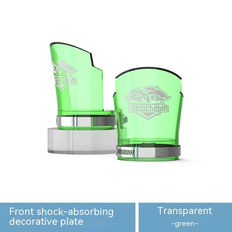 Pair of transparent silver PC motorcycle shock absorber protective sleeves with stainless steel clamps.