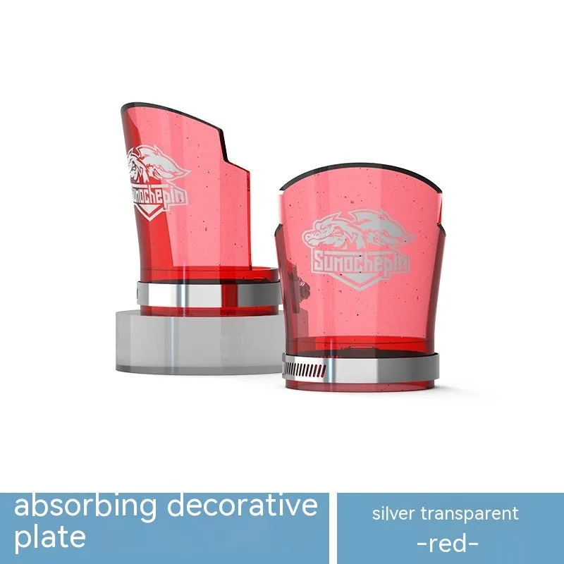 Pair of transparent silver PC motorcycle shock absorber protective sleeves with stainless steel clamps.
