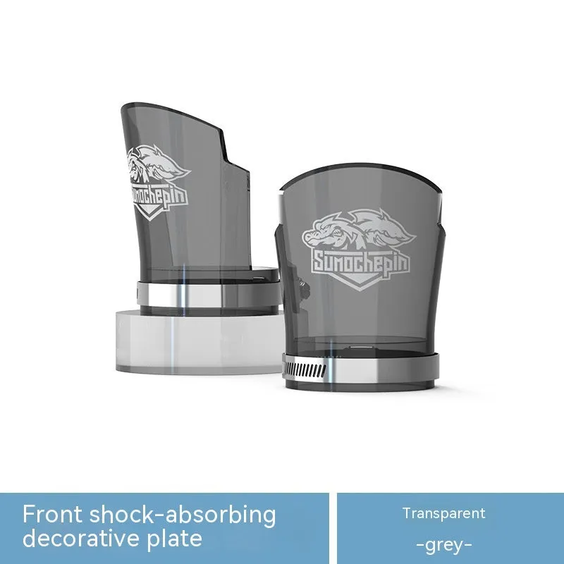 Pair of transparent silver PC motorcycle shock absorber protective sleeves with stainless steel clamps.