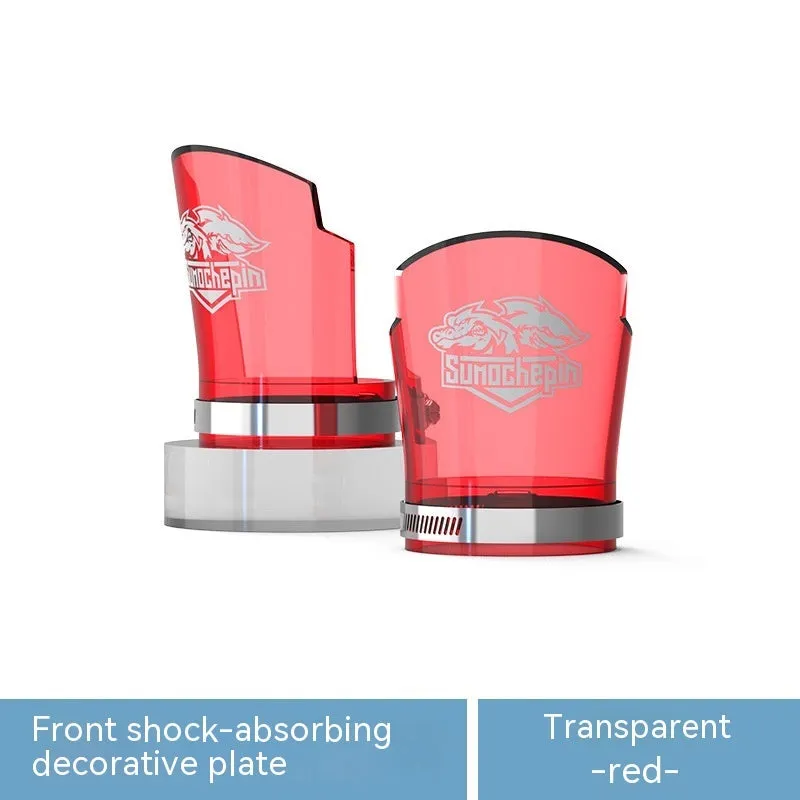 Pair of transparent silver PC motorcycle shock absorber protective sleeves with stainless steel clamps.