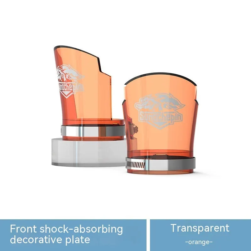 Pair of transparent silver PC motorcycle shock absorber protective sleeves with stainless steel clamps.