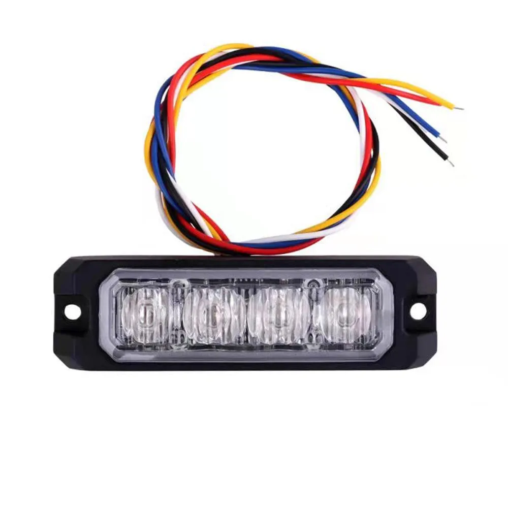 12W LED strobe warning light with 5-wire sync for truck side mounting, blue and red colour options