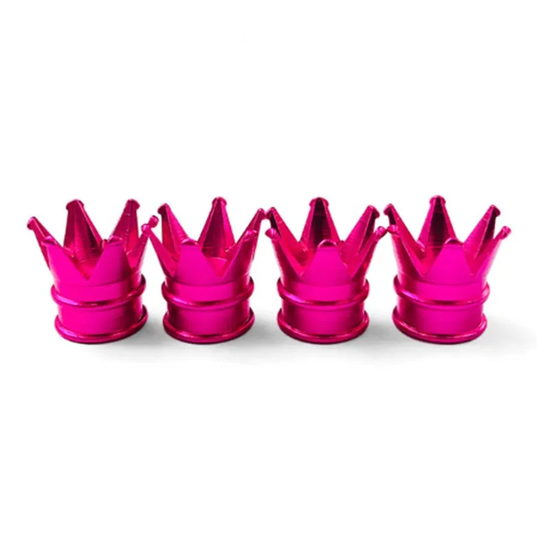 Set of four aluminium alloy tyre valve caps in assorted colours with shiny metal finish