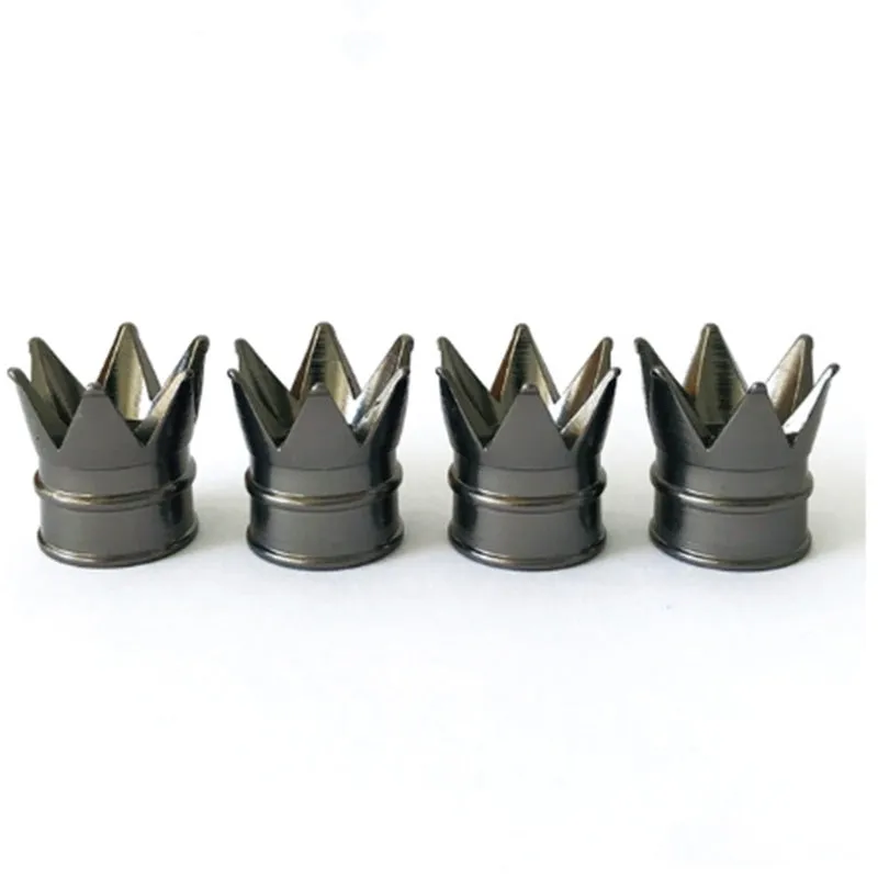 Set of four aluminium alloy tyre valve caps in assorted colours with shiny metal finish