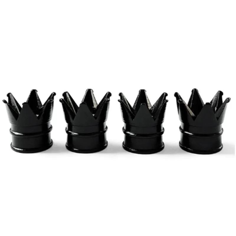 Set of four aluminium alloy tyre valve caps in assorted colours with shiny metal finish