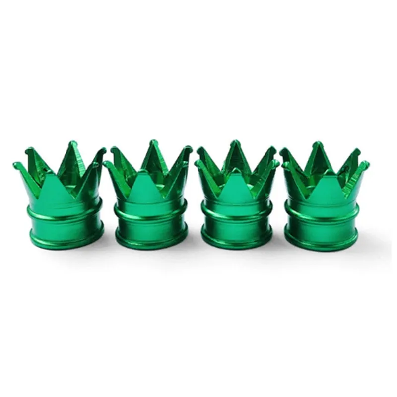 Set of four aluminium alloy tyre valve caps in assorted colours with shiny metal finish