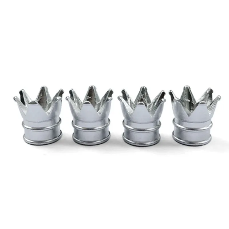 Set of four aluminium alloy tyre valve caps in assorted colours with shiny metal finish