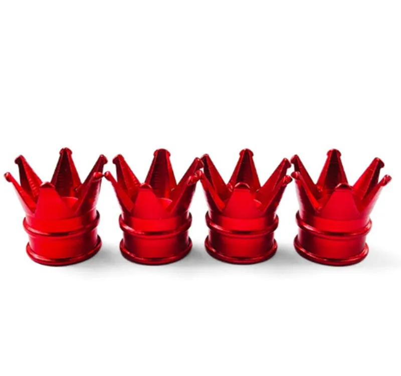 Set of four aluminium alloy tyre valve caps in assorted colours with shiny metal finish
