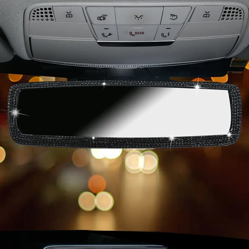 HD plastic diamond rearview mirror decoration in silver diamond piece finish for car interior