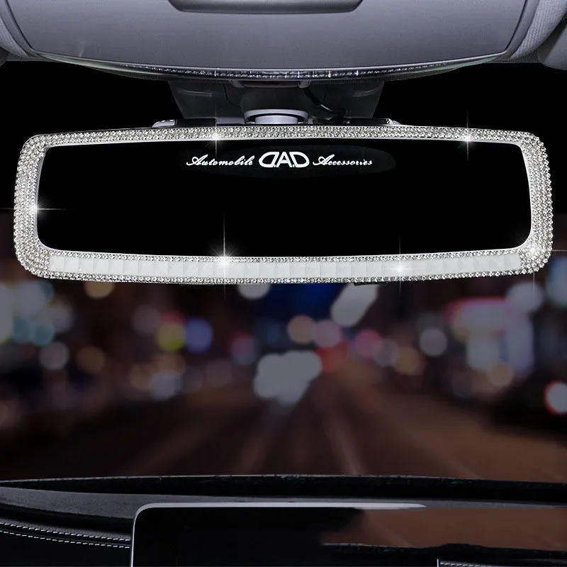 HD plastic diamond rearview mirror decoration in silver diamond piece finish for car interior