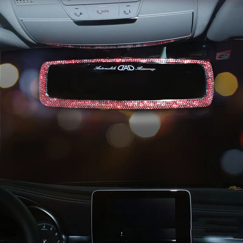 HD plastic diamond rearview mirror decoration in silver diamond piece finish for car interior