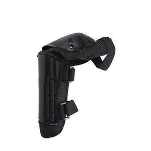 Adult black protective knee and elbow pads set with PE rubber shell and Velcro straps for cycling and extreme sports