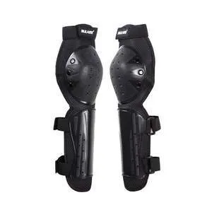 Adult black protective knee and elbow pads set with PE rubber shell and Velcro straps for cycling and extreme sports