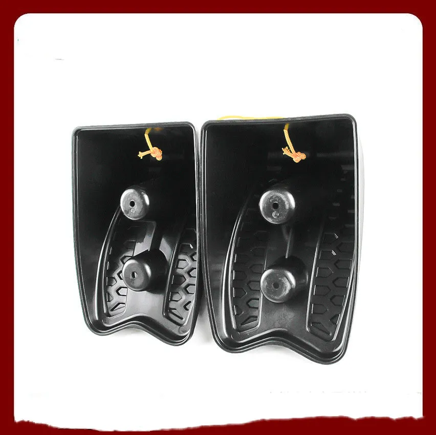 Black rubber automobile universal wheel stopper with triangular anti-slip base on sloped ground