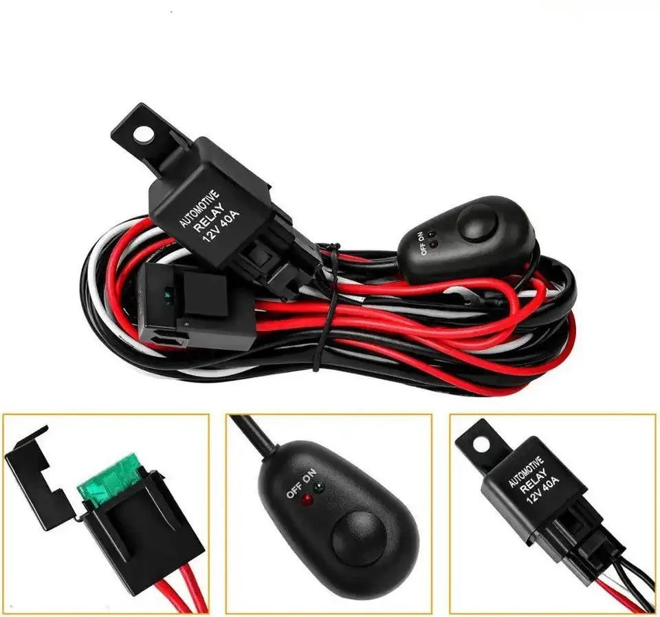 Automotive wiring harness for LED work lights with silicone cable and dual connections