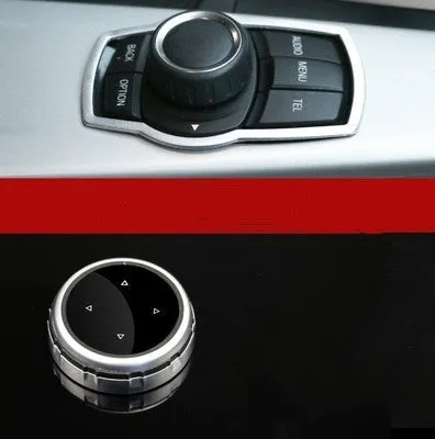 Aluminium alloy multimedia button sticker for car large knob cover with visible at night acrylic light transmission