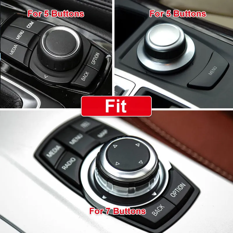 Aluminium alloy multimedia button sticker for car large knob cover with visible at night acrylic light transmission