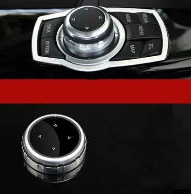 Aluminium alloy multimedia button sticker for car large knob cover with visible at night acrylic light transmission