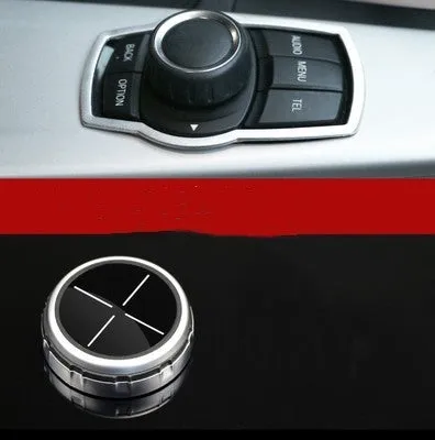 Aluminium alloy multimedia button sticker for car large knob cover with visible at night acrylic light transmission