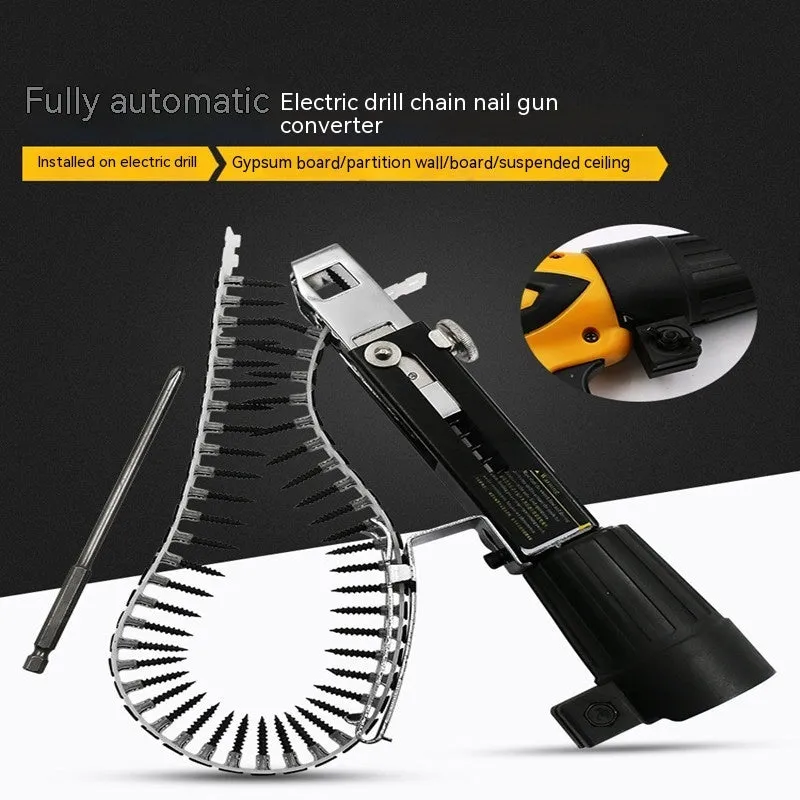 Chain screw gun head set with metal construction and stainless steel components