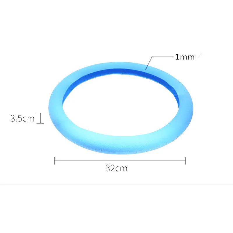 Anti-slip silicone steering wheel cover with round leather pattern in black for small cars, 32-40cm diameter