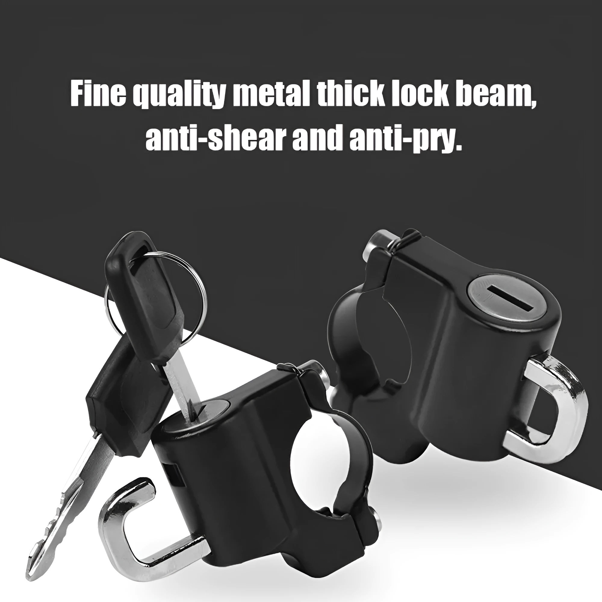 Anti-theft fixed multi-function lock black metal 58x46mm for helmet on electric car handlebar