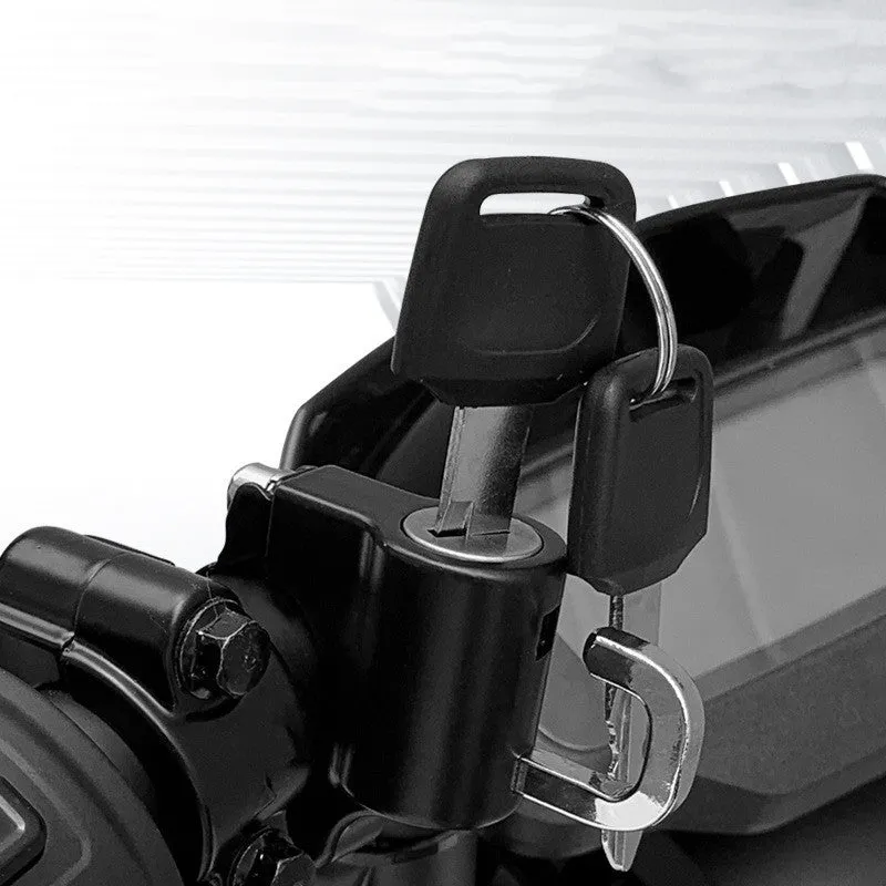 Anti-theft fixed multi-function lock black metal 58x46mm for helmet on electric car handlebar