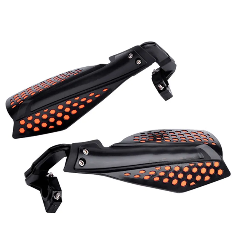 Pair of plastic motorcycle hand guard accessories in black colour