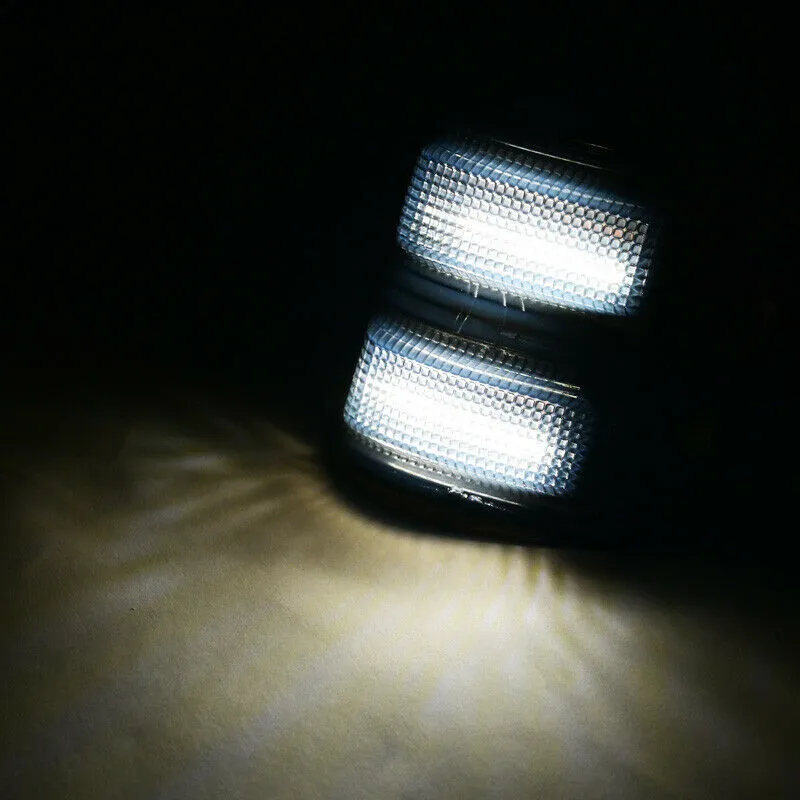 Ford F250 F350 F450 F550 3-grid LED front mirror lights with clear shell and yellow-white running water mode